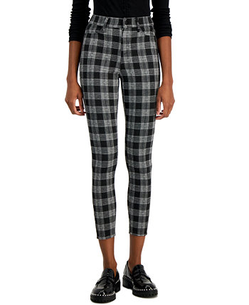 Juniors' High-Rise Pull-On Plaid Jeggings, Created for Macy's Vanilla Star