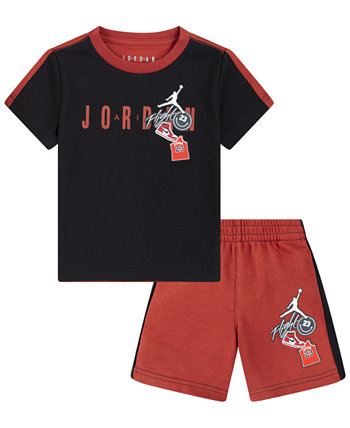 Футболка и шорты с нашивками для маленьких мальчиков, комплект из 2 предметов Jordan