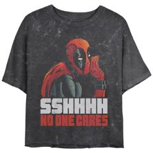 Juniors' Deadpool No One Cares Cropped Graphic Tee Marvel