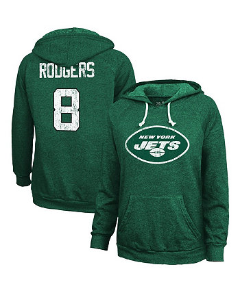 Женские нити Aaron Rodgers Green New York Jets Пуловер с капюшоном с именем и номером Majestic