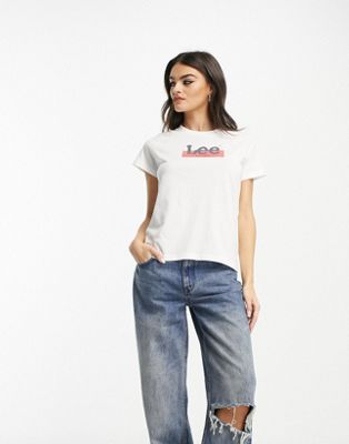 Lee Jeans logo t-shirt in cream Lee Jeans