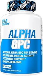 Nootropic Alpha GPC Choline Supplement - Alpha GPC 600 mg Nootropics Brain Support Supplement Acetylcholine Precursor and Mood Booster - EVL Nutrition Brain Supplement for Memory and Focus Support Evlution