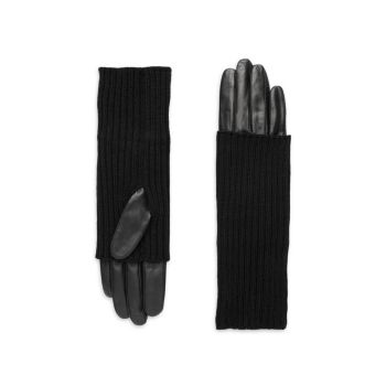 Touch Tech Leather &amp; Knit Gloves Carolina Amato