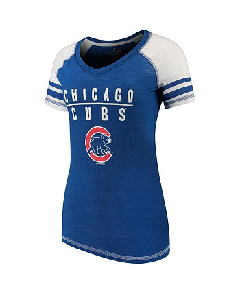Женская футболка с v-образным вырезом и цветными блоками Royal Chicago Cubs Soft As A Grape