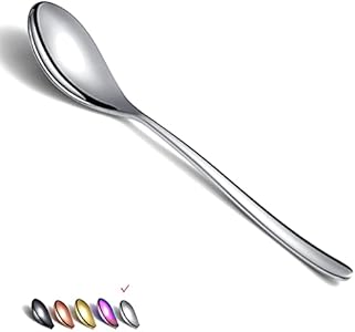 Dinner Spoons 6 Piece, 8.1'' Stainless Steel Tablespoons, Soup Spoons, Dessert Spoons, Spoons Silverware for Home, Kitchen or Restauran,Dishwasher Safe (Silver) HOMQUEN