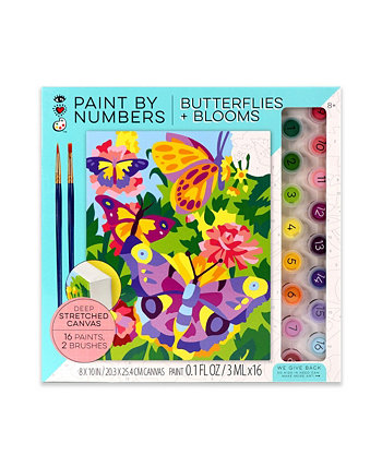iHeartArt Paint by Number Butterflies and Blooms Stretched Canvas Set, 19 Piece Bright Stripes