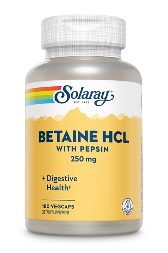 Solaray Бетаин HCL с пепсином — 250 мг — 180 растительных капсул Solaray
