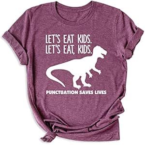 Funny English Teacher T-shirt, Punctuation Grammar Shirt, Commas Saves Lives Top Tee, Gift For Teachers, Back To School Shirt, Let's Eat, Kids, Unisex Printed Graphic Shirt Handmade