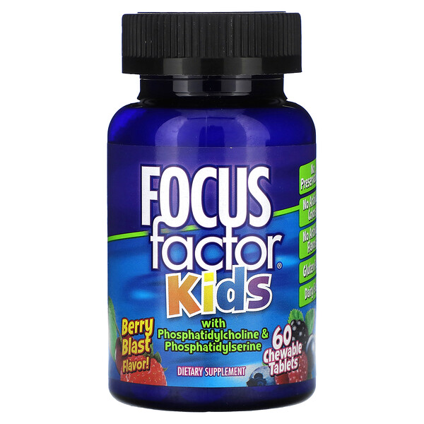 Focus Factor Kids, Ягодный взрыв, 60 жевательных таблеток Focus Factor