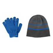 Grand Sierra Kids' 8-12 Striped 2-Piece Winter Beanie and Glove Set Grand Sierra