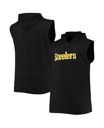Men's Black Pittsburgh Steelers Big and Tall Muscle Sleeveless Pullover Hoodie Fanatics