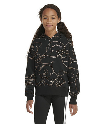 Пуловер с капюшоном и длинными рукавами для больших девочек с принтом и надписью Adidas