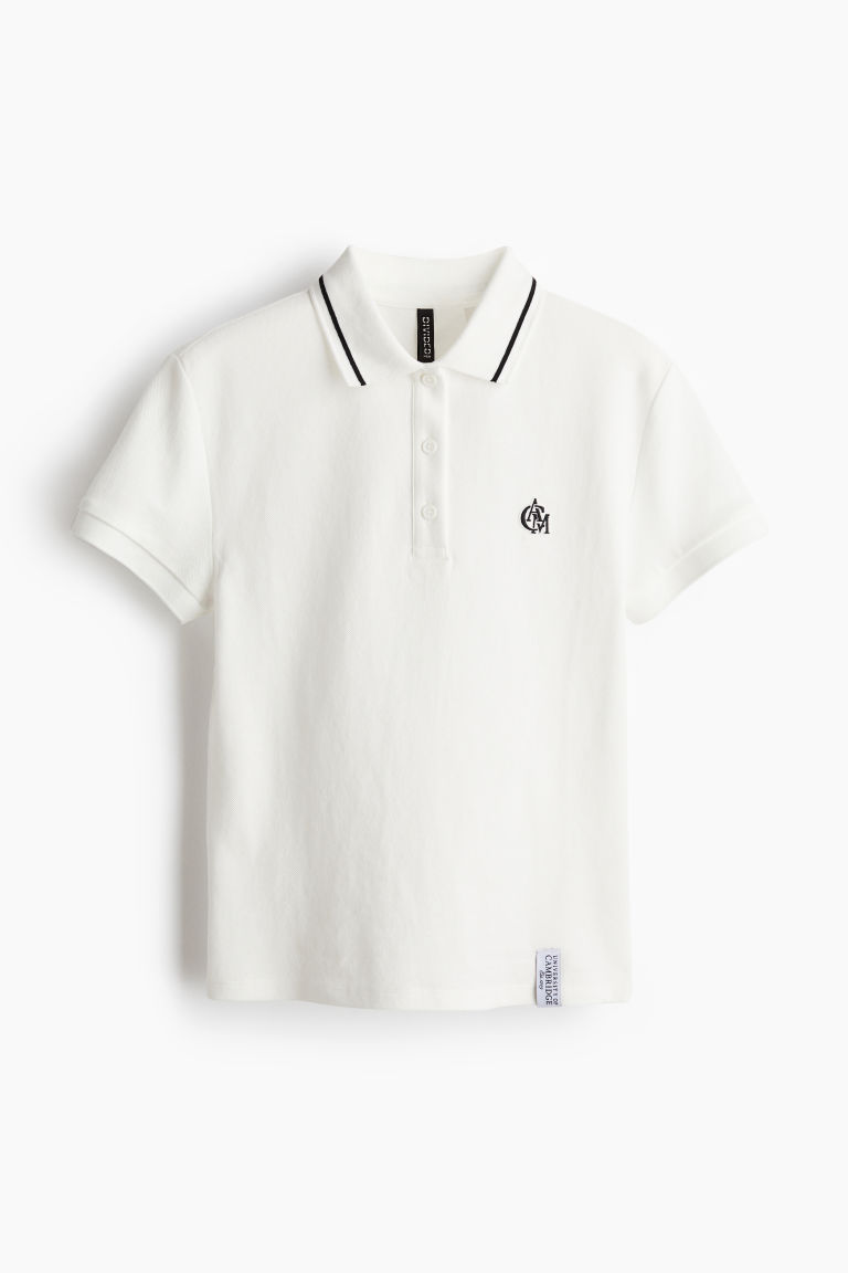 Embroidered-motif piqué polo shirt H&M