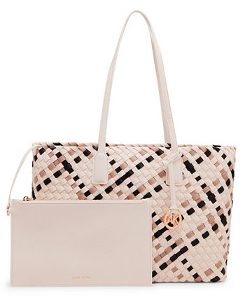 Woven Tote with Pouch Anne Klein