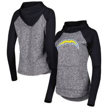 Women's G-III 4Her by Carl Banks Heathered Gray/Black Los Angeles Chargers Championship Ring Raglan Pullover Hoodie G-III