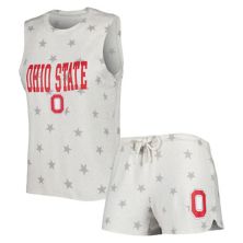 Women's Concepts Sport Cream Ohio State Buckeyes Agenda Stars Tank Top and Shorts Sleep Set Unbranded
