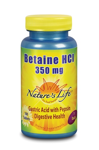 Бетаин гидрохлорид – 350 мг – 100 таблеток Nature's Life