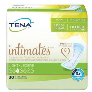 TENA Intimates Ultra Thin Light Pads Regular Bladder Control Pad 9 Inch Length Light Absorbency Dry-Fast Core One Size Fits Most Female Disposable, 54358 - Case of 180 Tena