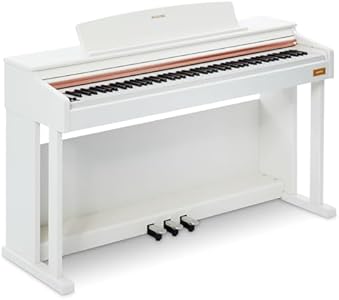 AODSK 88 Key Digital Piano,Weighted Hammer Action Digital Piano with Full-Size Weighted Keys,Triple Pedal,Beginner Bundle with Furniture Stand,Slide Key Cover,Piano Lessons(White) AODSK