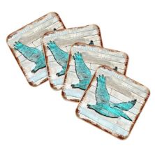 Pelican Coastal Wooden Cork Coasters Gift Set of 4 by Nature Wonders Nature Wonders