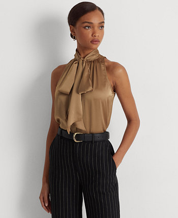 Женская блуза без рукавов из шармеза с завязками на шее Ralph Lauren
