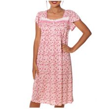 Women's Cap Sleeves Embroidery And Floral Design Nightgown Yafemarte