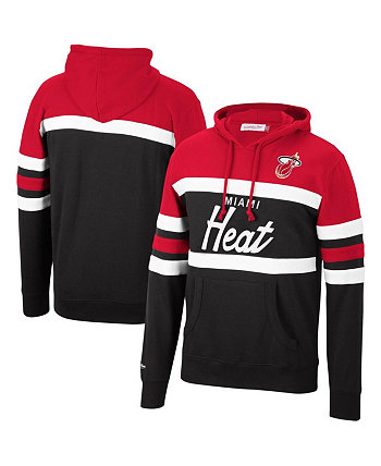 Мужской красный, черный худи-пуловер с капюшоном Miami Heat Head Coach Mitchell & Ness