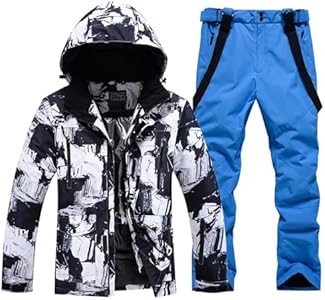 RIUIYELE Men's Ski Jacket and Pants Set Insulated Waterproof Snowsuits Winter Warm Outdoor Skiing Snowboard Jackets for Men RIUIYELE