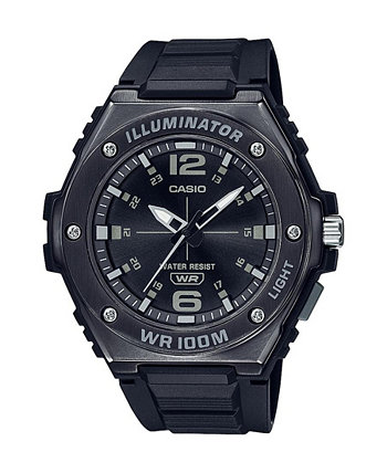 Мужские часы с тремя стрелками, черные, полимер, 49,6 мм, MWA100HB-1AV Casio
