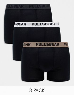 Набор из трех боксеров Pull&Bear белого, телесного цвета и цвета хаки Pull&Bear