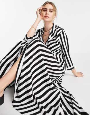 YAS maxi shirt dress in bold stripe Yas