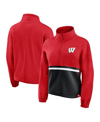 Женская флисовая куртка Red Wisconsin Badgers с молнией до половины Fanatics