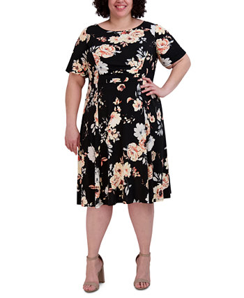 Платье больших размеров с цветочным принтом и круглым вырезом Sandra Darren