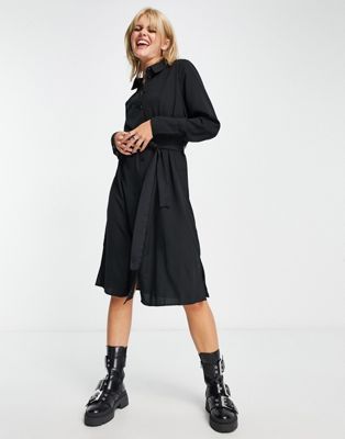 Черное платье-рубашка с завязками на талии Vero Moda VERO MODA