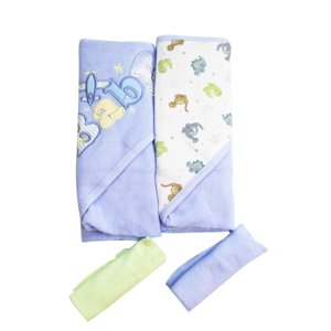 Spasilk Baby Bath 2 Hooded Terry Towels with 2 Washcloths, Infant Essentials for Boys, One Size, Blue Visit the Spasilk Store