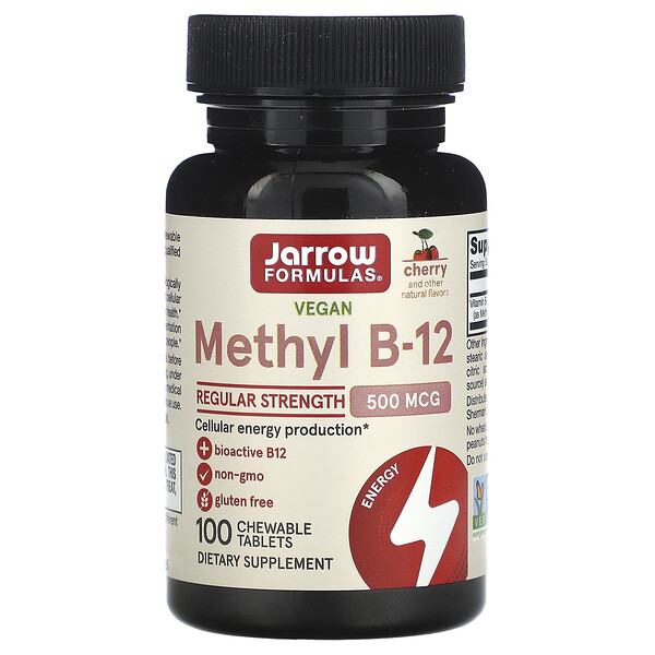 Methyl B-12, Вишня - 500 мкг - 100 жевательных таблеток - Jarrow Formulas Jarrow Formulas
