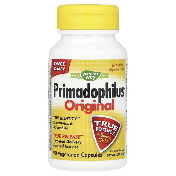 Primadophilus, Original, для возраста 12 лет и старше - 5 миллиардов КОЕ - 90 вегетарианских капсул - Nature's Way Nature's Way