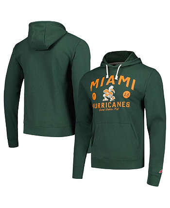 Мужской зеленый рваный пуловер с капюшоном Miami Hurricanes Bendy Arch Essential League Collegiate Wear