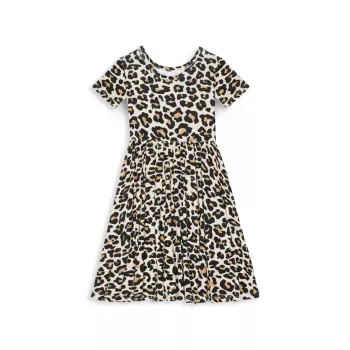 Базовое платье с леопардовым принтом Lana с короткими рукавами для девочек Posh Peanut