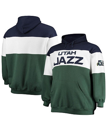 Мужской пуловер с капюшоном с цветными блоками, темно-синий, зеленый, Utah Jazz, большой и высокий Fanatics