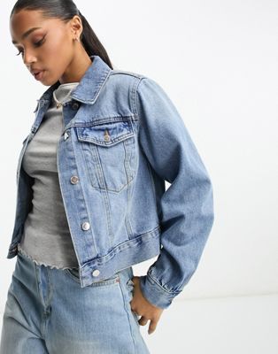Женская джинсовая куртка Miss Selfridge в стиле подружки синего цвета Miss Selfridge