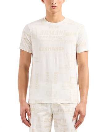 Мужская футболка обычного кроя с логотипом по всей поверхности Armani