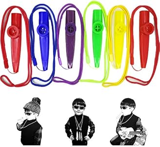 6Pcs Plastic Kazoos With Lanyards,Musical Instruments,Good Gift for Kids,A Good Companion for Ukulele, Violin, Guitar,Piano Keyboard. Fartime