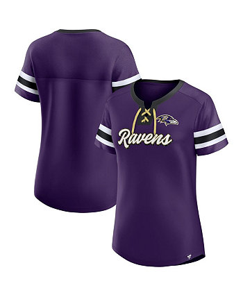 Женская фиолетовая футболка Baltimore Ravens больших размеров Original State на шнуровке Fanatics