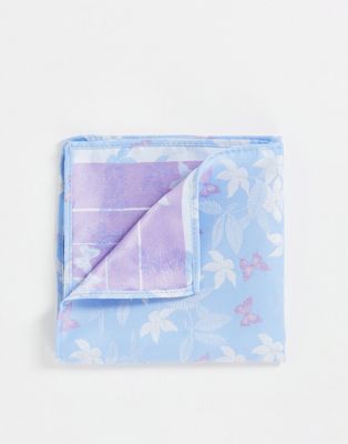 ASOS DESIGN pocket square in baby blue floral with butterflies ASOS DESIGN