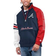 Мужская базовая куртка темно-синего/красного цвета с молнией до половины длины Atlanta Braves Elite реглан Starter