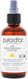 PURA D'OR 3.3 Oz ORGANIC AM Moisturizing Face Oil - Morning Glow Hydrating Skincare - Anti-Aging, Brightening, Lightweight Moisturizer for Glowing Skin - All Natural, Vegan, Paraben-Free - Women & Men Pura D'Or