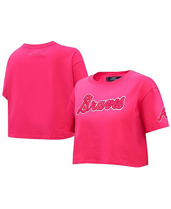 Розовая женская укороченная футболка тройного розового цвета Atlanta Braves Pro Standard