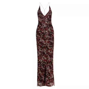 Шелковое платье-комбинация Farne с леопардовым принтом Adriana Iglesias