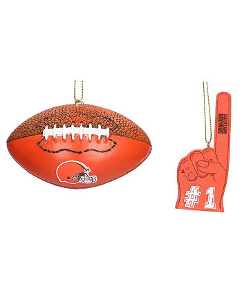 Два набора украшений для пальцев с изображением футбола и пенопласта The Cleveland Browns Memory Company